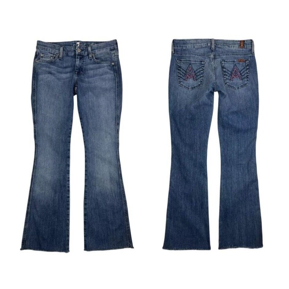 7 for all Mankind Womens Y2K Lowrise Embroidered 'A' Pocket Boot Jeans Size 26